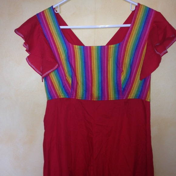 🚫SOLD🚫 🌈Vintage 70s Groovy Rainbow Mini dress - Picture 2 of 4