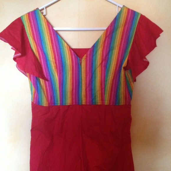 🚫SOLD🚫 🌈Vintage 70s Groovy Rainbow Mini dress - Picture 3 of 4