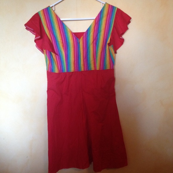 🚫SOLD🚫 🌈Vintage 70s Groovy Rainbow Mini dress - Picture 4 of 4