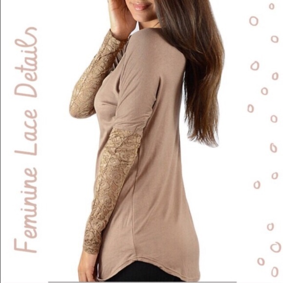 Khaki Lace-Sleeve Top 🎉Hp x2🎉 - Picture 2 of 4