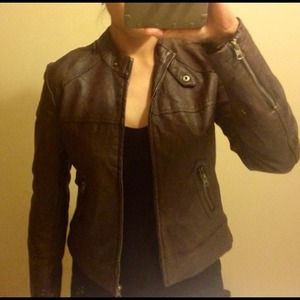 Chocolate Brown Faux Leather Jacket