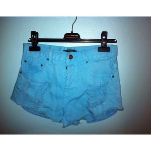 *TRADED* AQUA BLUE HIGH WAISTED SHORTS