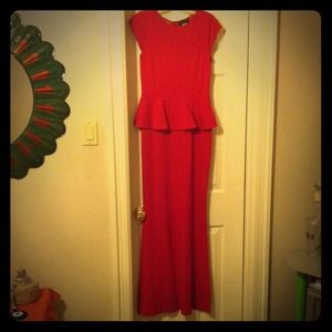 Long, Red, Peplum Venus Dress