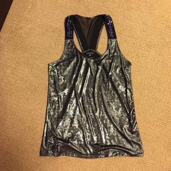 Guess (tiesto ed) studded rhinestone metallic top - Picture 1 of 3