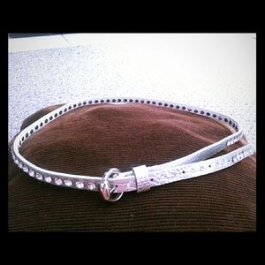 White and silver rhinestone studded belt