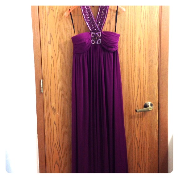 Beautiful dark purple dress with exquisite beading
