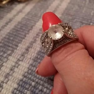 Sterling silver, cubic cz engagement ring