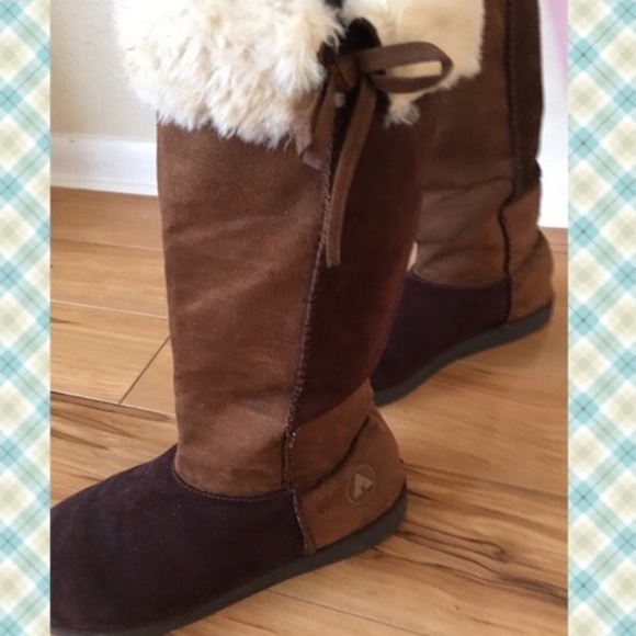 Airwalk Boots - Airwalk Comfy Brown Suede Boots with Fur, 10