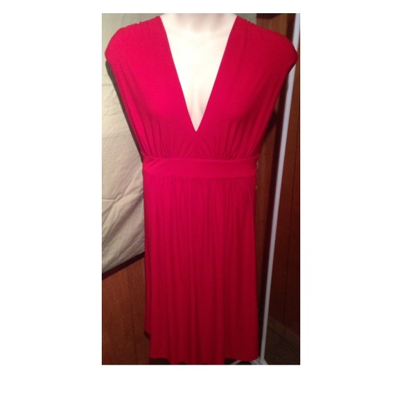 Red v-neck dress