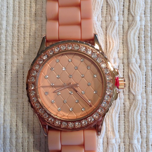 Accessories - Blush quilted rhinestone watch