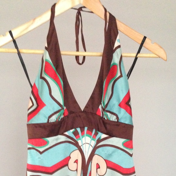 Bebe Silk Fly Back Halter Tank XS