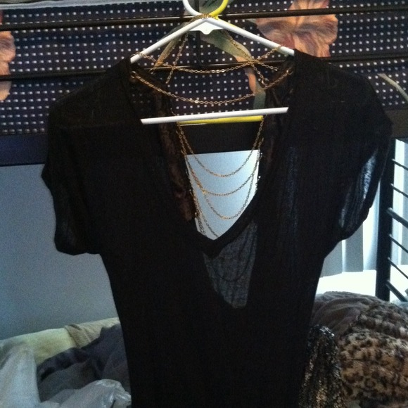 Black shirt with gold chains