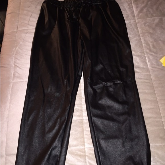 Faux leather joggers