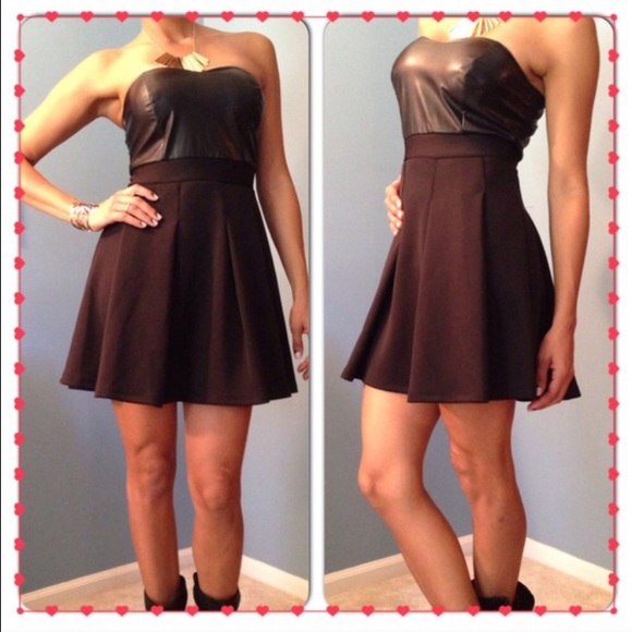 Casual Couture Black Leather Bodice Dress - Picture 3 of 3