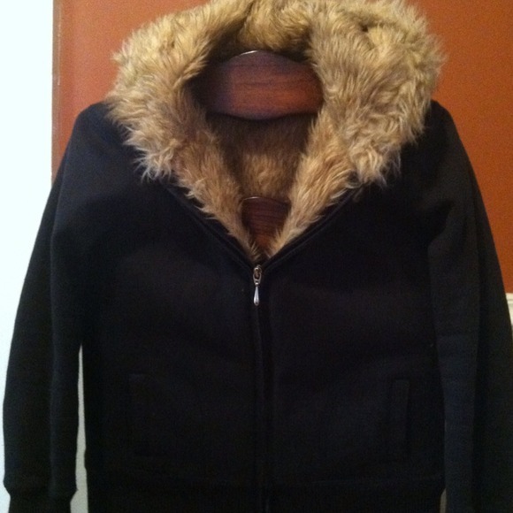 Faux fur lined full zip hoodie