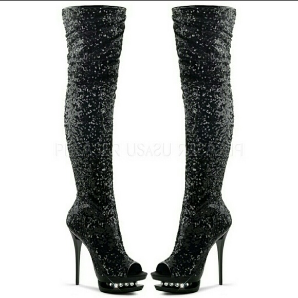 Thigh High Sequin Boots