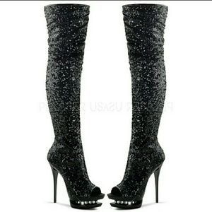 Thigh High Sequin Boots