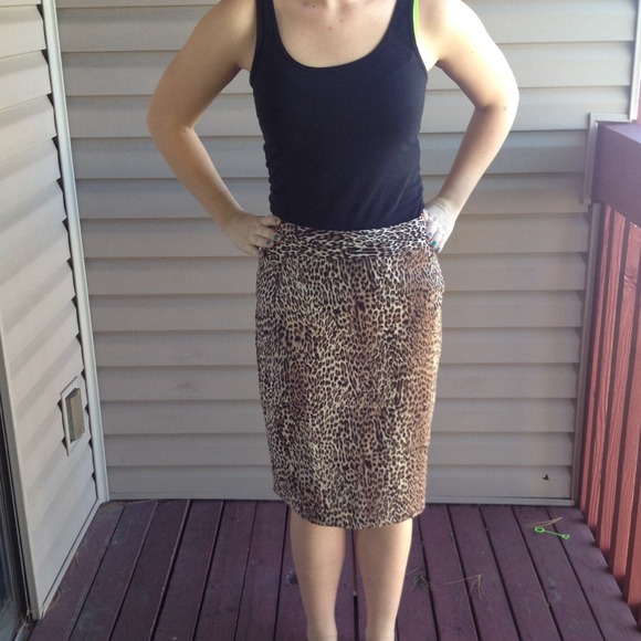 Past knee length high waist skirt