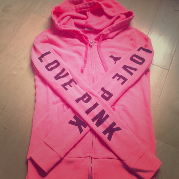 PINK Victoria's Secret Sweaters - Pink by VS coral fleece hoodie