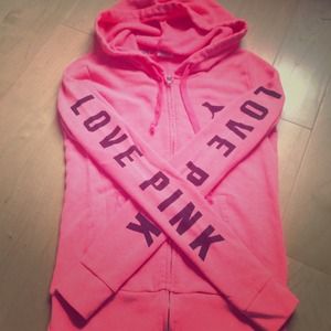 Pink by VS coral fleece hoodie
