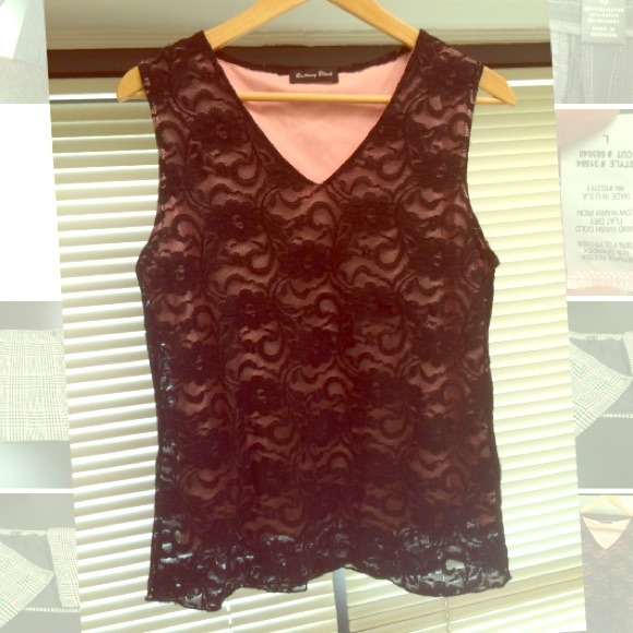 Brittany Black Lace Overlay Shell