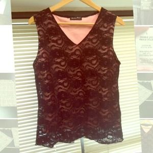 Brittany Black Lace Overlay Shell