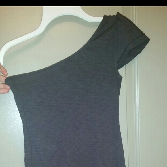Charcoal gray one shoulder top