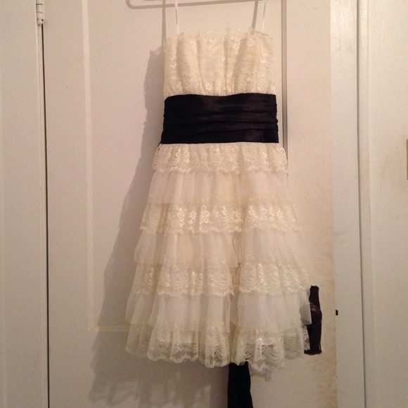 Masquerade White with black ribbon dress - Picture 1 of 3