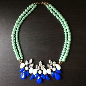 😍Turquoise pearl &cobalt blue statement necklace
