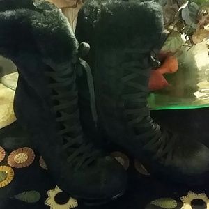 REDUCED Fashion Black Faux Fur Boots