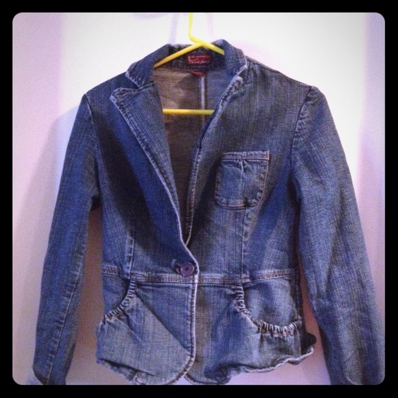 Wax Jean Denim Long Sleeve Jacket/ Blazer with Cinched Pockets - Picture 1 of 2