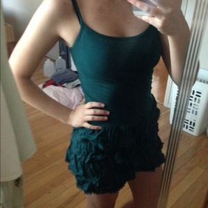 Aerie Teal Frilly Spaghetti Strap Dress! Size XS