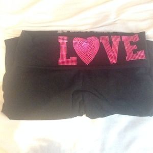 PINK Crop Yoga Leggings, Size S, Rhinestones