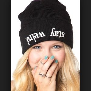 Brandy Melville stay weird beanie