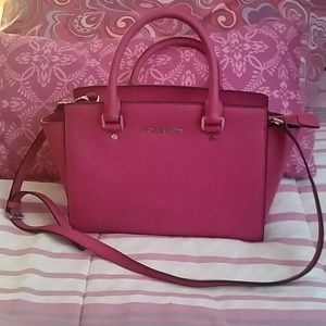 Michael Korn hot pink handbag