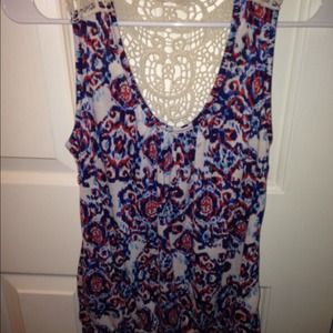 Patterned tank top with crochet back
