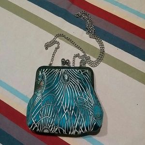 Custom made Teal Peacock Pattern Clutch