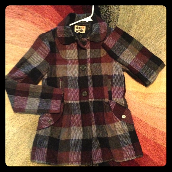 Volcom purple plaid pea coat