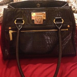 Black crocodile Anne Klein purse