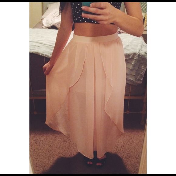 Blush pink maxi skirt