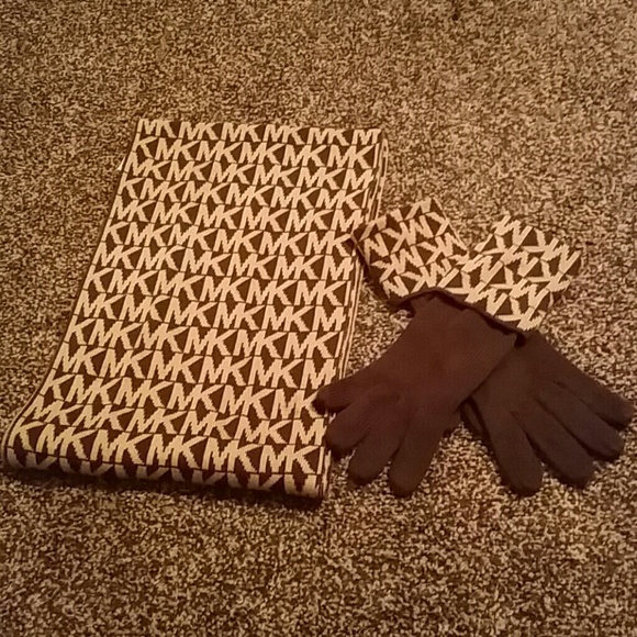 Authentic Michael Kors scarf and glove set