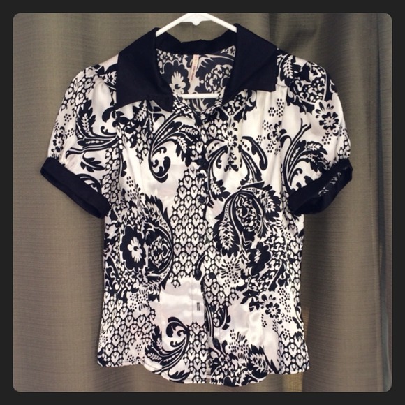 Satin Button Down Blouse - Picture 1 of 4