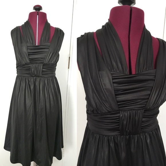 BCBG black shiny halter party dress