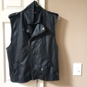Leather like black vest