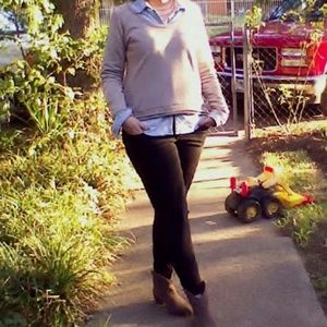 light chambray button up & boyfriend blazer