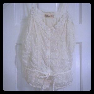 Embroidered white tank top