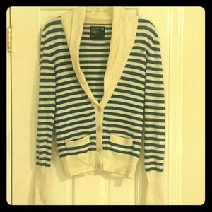 Striped light blue & cream cardigan
