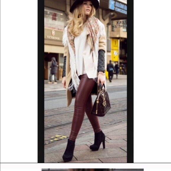 maroon pleather pants