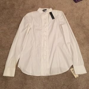 Theory Bergdorf Goodman white button front blouse.