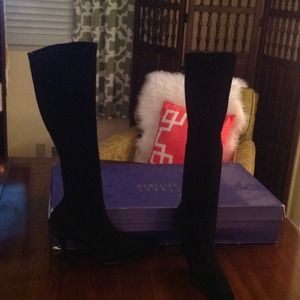 Authentic Stuart Weitzman black suede knee boots